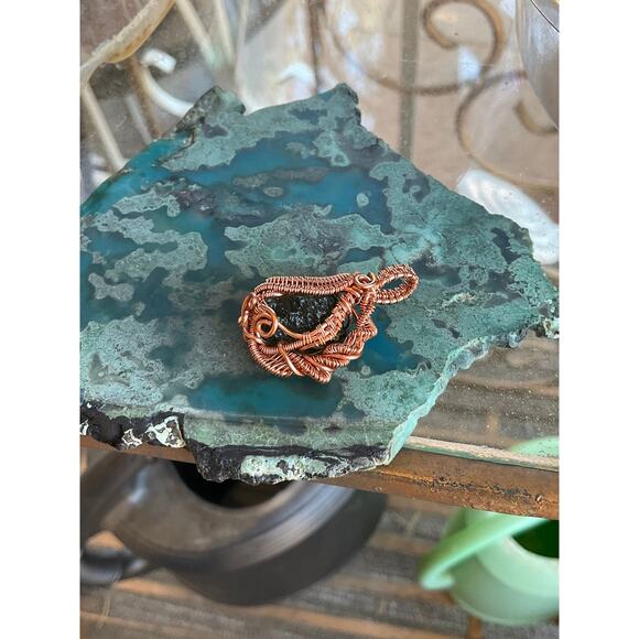 Genuine Moldavite Copper Pendant - Picture 3 of 10